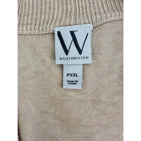Worthington Petite Womens Long Sleeve Open Front Cardigan Size PXXL Tan NEW - Picture 11 of 13